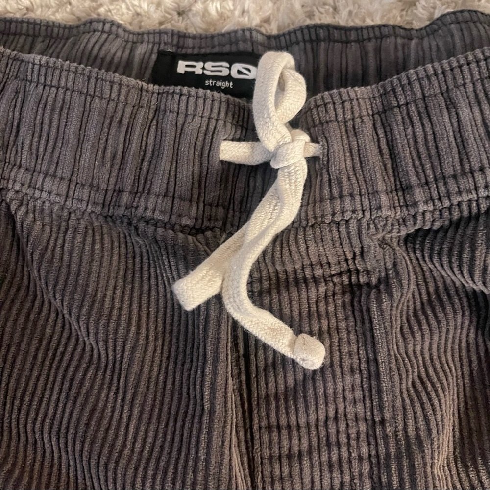 RSQ Corduroy Pants Mens Unisex M Gray Elastic Waist Drawstring Straight Casual - Picture 8 of 10